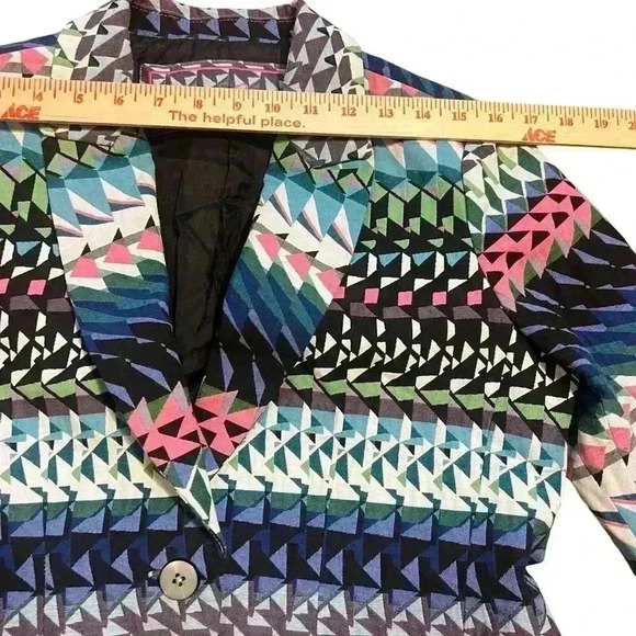 Robert Graham Women’s Blazer Size 6 Colorful Geometric Print Fun Bright Career - Picture 10 of 11